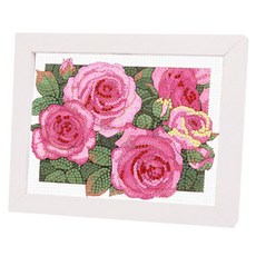 데이소이 데스크 액자 풍경 보석십자수 DIY 세트 23 x 18 cm, TYPE 12 분홍장미, 1세트