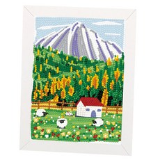 데이소이 데스크 액자 풍경 보석십자수 DIY 세트 23 x 18 cm, TYPE 04 양떼목장, 1세트