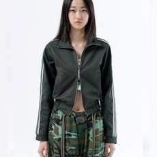 덕다이브 여성용 링 테이프 크롭 트랙 집업