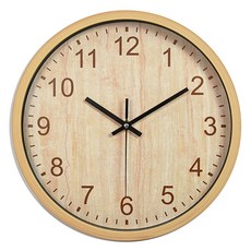 Luaz 室內設計靜音圓形指針木質壁鐘, 一般