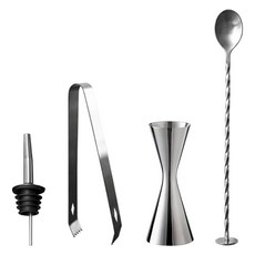 KALDIN 家用調酒 雞尾酒雙頭量酒器 30 / 60ml + 倒酒器 + 吧叉匙 + 冰夾組合, 1套, 銀色基本款(量酒器)