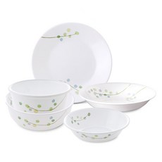 Corelle Brands 康寧餐具 Green Delight 單人韓式餐具組 5件組, 混合顏色, 飯碗 + 湯碗 + 小碟子 + 圓形小碟 + 中型小菜碗, 1套