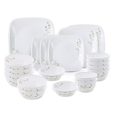Corelle Brands 康寧餐具 Green Delight 6人份韓式方形餐具組 22件組, 混合色, 餐具6種, 1套