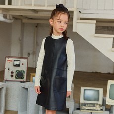 OWLEYBARN 女童時尚人造皮革連身裙