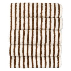 CASA VERDE 精梳棉染色條紋優質飯店毛巾 170g 30支, 5個, 棕色