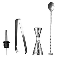 KALDIN 家用調酒 雞尾酒雙頭量酒器 30 / 60ml + 倒酒器 + 吧叉匙 + 冰夾組合, 1套, 銀色骷髏(量酒器)