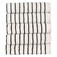 CASA VERDE 先染條紋優質飯店毛巾 170g 30支精梳棉, 5個, 黑色