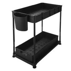 廚房縫隙空間利用滑動式多用途整理架, 1個, 黑色
