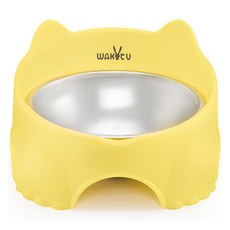 랜보어 반려동물 냥냥 스테인레스 식기 FREE, 옐로우, 1개