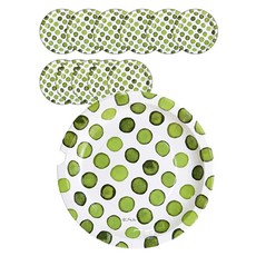 PARTYSHOW 圓點水彩盤 綠色 23cm, 6入, 2個