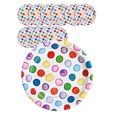 파티쇼 도트 수채화 접시 18cm 혼합, 6개입, 2개