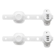 Lindabebe 嬰幼兒用密碼多用途旋鈕帶式安全鎖, 2個, 白色