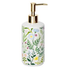 THE ZAKKA 花卉陶瓷浴室多用途按壓瓶, 1個, 白色