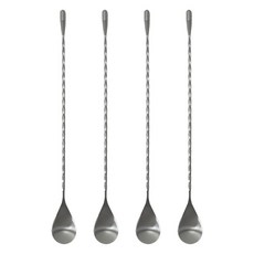 kitchen U 304不鏽鋼長柄雞尾酒調酒匙搗棒, 銀色, 4個