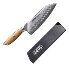 제우스 프리미엄 ZE-300 73겹 다마스커스 산토쿠 식도 + 칼집, 1개