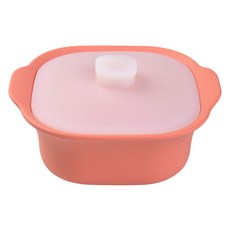 Silidot 矽膠方形微波爐鍋 小, 1個, 蜜桃色