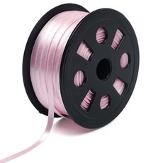 Mungu 優質亮光單面緞帶 5mm, 1個, 粉紅色, 90m