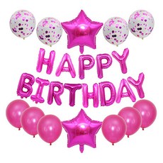 生日派對氣球花環組, 1套, 桃紅色