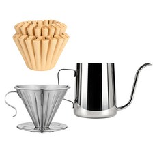 칼딘 홈카페 핸드드립 세트, 올스텐 드리퍼 + 웨이브형 여과지 브라운 + 드립포트 600ml, 1세트