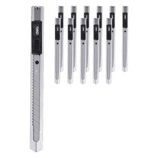 deLi 得力 纖薄金屬美工刀 小 E2058, 銀色, 12入