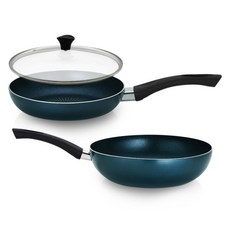 리벤스 인덕션 프리미엄 프라이팬 세트 28cm 3개, 혼합색상, 후라이팬 + 궁중팬 + 유리뚜껑, 1세트