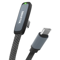 SMARTEK Type-C轉Type-C L型高速充電LED傳輸線 STCB-V1, 1個, 1.5m, 黑色