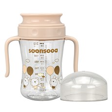 soonsooa 孩童學習防溢水杯, 1個, 240ml, 米色