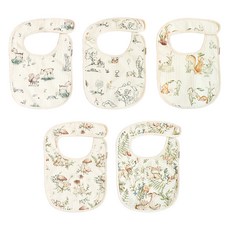 DCLARE 6層紗防水嬰兒圍兜5件組 G字款, 朋友+生日派對+松鼠+森林朋友+鹿, 1組, 1組