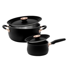 MEYER 美亞 Accent系列電磁爐鍋具4件組, 1套, 黑色, 16cm單柄鍋 + 24cm雙耳鍋 + 1號多功能鍋蓋 + 3號多功能鍋蓋