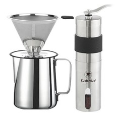 카페리아 캠핑 커피드립세트, 스텐 커피서버 600ml + 스텐 이중망 드리퍼 + 필터, 600ml, 1세트