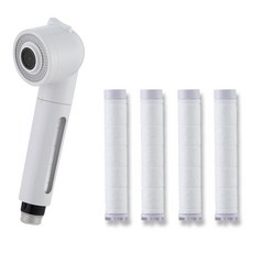 PURESOO 增壓隱藏式濾芯廚房水龍頭噴頭+替換濾芯 4入組, 白色, 1組