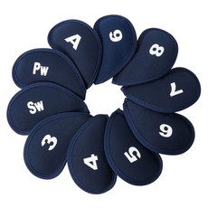 Lulublossom 數字編號高爾夫鐵桿桿頭套 10件組, 海軍藍, 1套