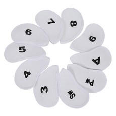 Lulublossom 數字編號高爾夫鐵桿桿頭套 10件組, 白色, 1套