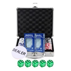 Dassamall 彩色籌碼 100p + J皇家卡牌 2p + 莊家籌碼 + 綠色骰子 5p 套組, 混合色, 1個