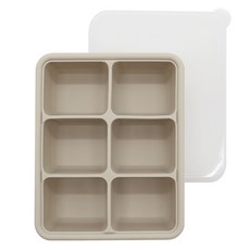 FROMISE 雙重密封矽膠副食品分裝盒 6格, 1個, 360ml, 奶茶