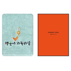 송월타월 옥행운자수 세면타올 130g 면사 + 케이스 세트, 민트(타올), 랜덤발송(케이스), 10세트