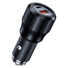 초텍 초고속 63W 듀얼 A to C 시거잭 차량용 충전기, 블랙, TC0010