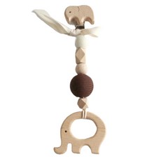Ymmama 手工嬰兒車掛飾 09-1, 1個, 木質大象棕色