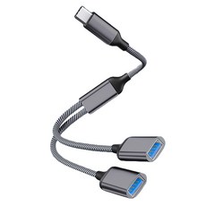 Hensen 2in1 多功能擴充轉換 OTG Type-C 傳輸線, 灰色, 1個, 12cm
