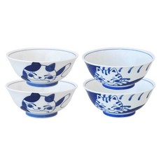 Bueokdaom Mikedora 貓咪湯麵碗 2款 x 2入組, 混色, 1套