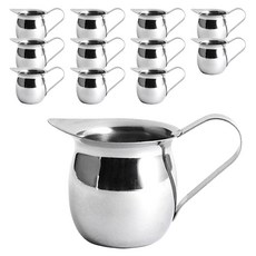 不鏽鋼鐘形奶盅 義式濃縮咖啡量杯 75ml, 銀色, 12個