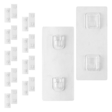 LivingHomeDetail 家用免釘黏貼式雙孔掛鉤貼紙 LHD-032, 透明, 10個