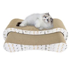 PETSMON 貓用雙花生貓抓板, 白色, 1個