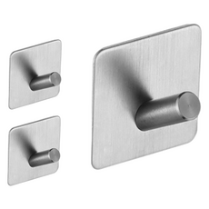 LivingHomeDetail 免鑽孔 3M 黏貼式掛鉤 斜角方形 LHD-028, 銀色, 3個