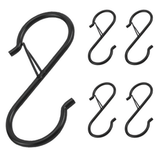 LivingHomeDetail 不易掉落多用途S型掛鉤 LHD-035, 黑色, 5個