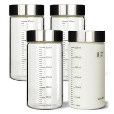 미르코리아 내열유리 눈금유리병, 300ml, 4개