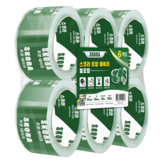 Skora 透明中型包裝膠帶 63μm 48mm x 50m, 6個