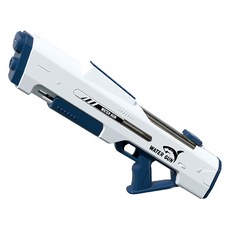 雙重出水超大號混合式手動電動兩用充電式水槍, 白色, 1個