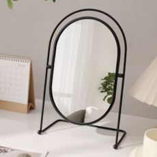 라이크존 귀여운 탁상 미니 다용도 회전 거울 L, 블랙