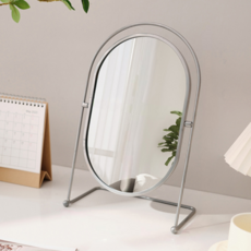 라이크존 귀여운 탁상 미니 다용도 회전 거울 L, 실버